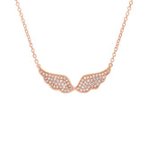 0.22ct 14k Rose Gold Diamond Angel Wings Necklace